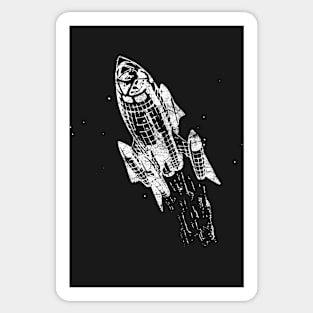 Science Fiction Retro Rocket Sticker